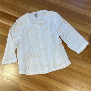 Chico’s White Linen 3/4 Sleeve Jacket
